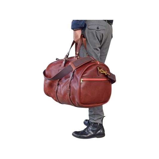 Vintage Leather Duffle Hodall Weekender Braun