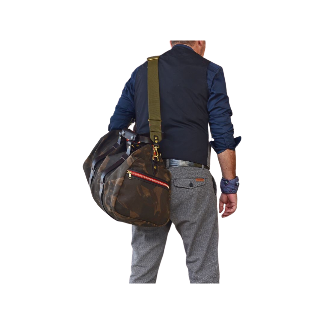 Vintage Duffle Holdall aus Canvas Camouflage