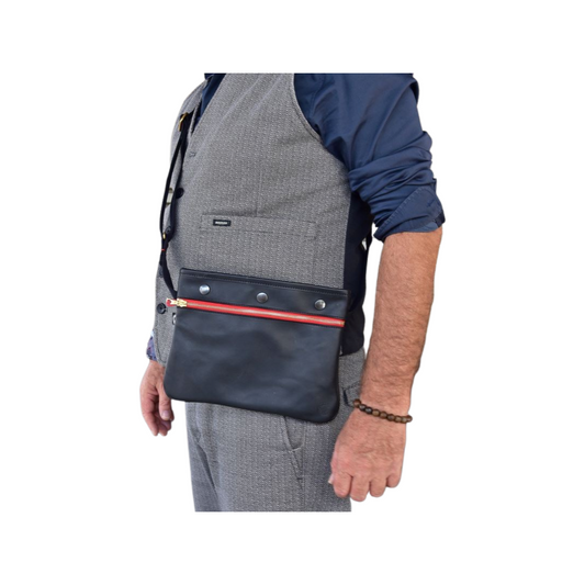 Vintage Umhängetasche Schwarz Leder