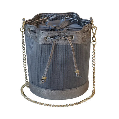 Bucket Bag Mini Silber Grau