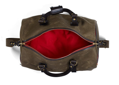 Vintage Duffle Holdall aus Canvas und Glattleder Olive