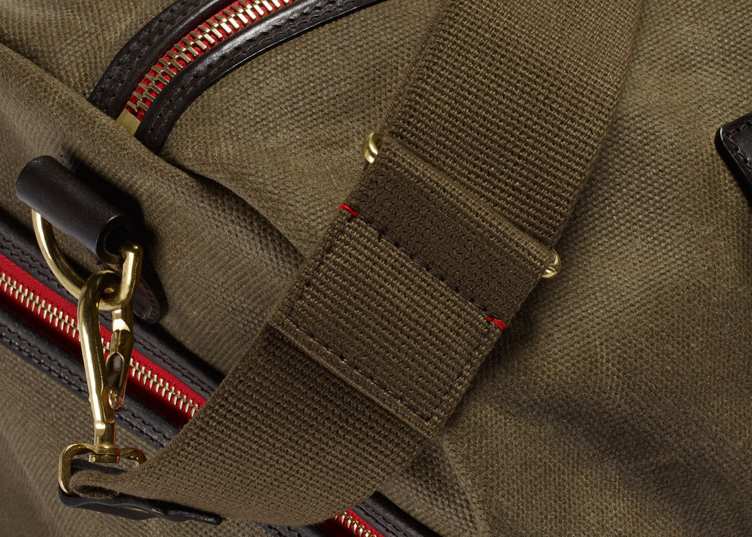 Vintage Duffle Holdall aus Canvas und Glattleder Olive