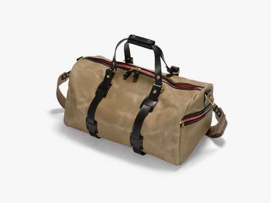 Vintage Duffle Holdall aus Canvas und Glattleder Sand