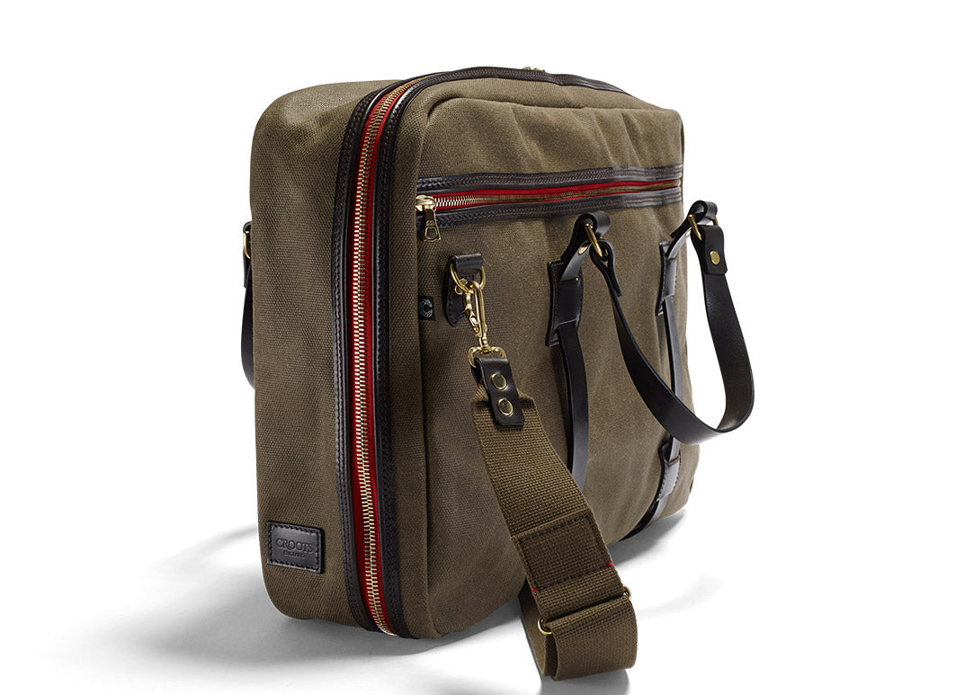 Vintage Range Flight Bag Olive aus Canvas und Glattleder