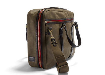 Vintage Range Flight Bag Olive aus Canvas und Glattleder