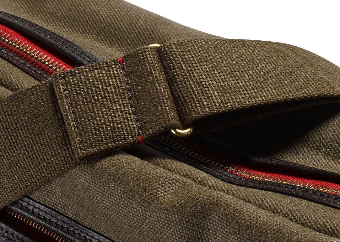 Vintage Range Flight Bag Olive aus Canvas und Glattleder