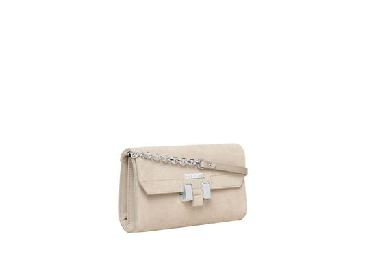 Amal Clutch Umhängetasche Wildleder Sand Maison Heronie