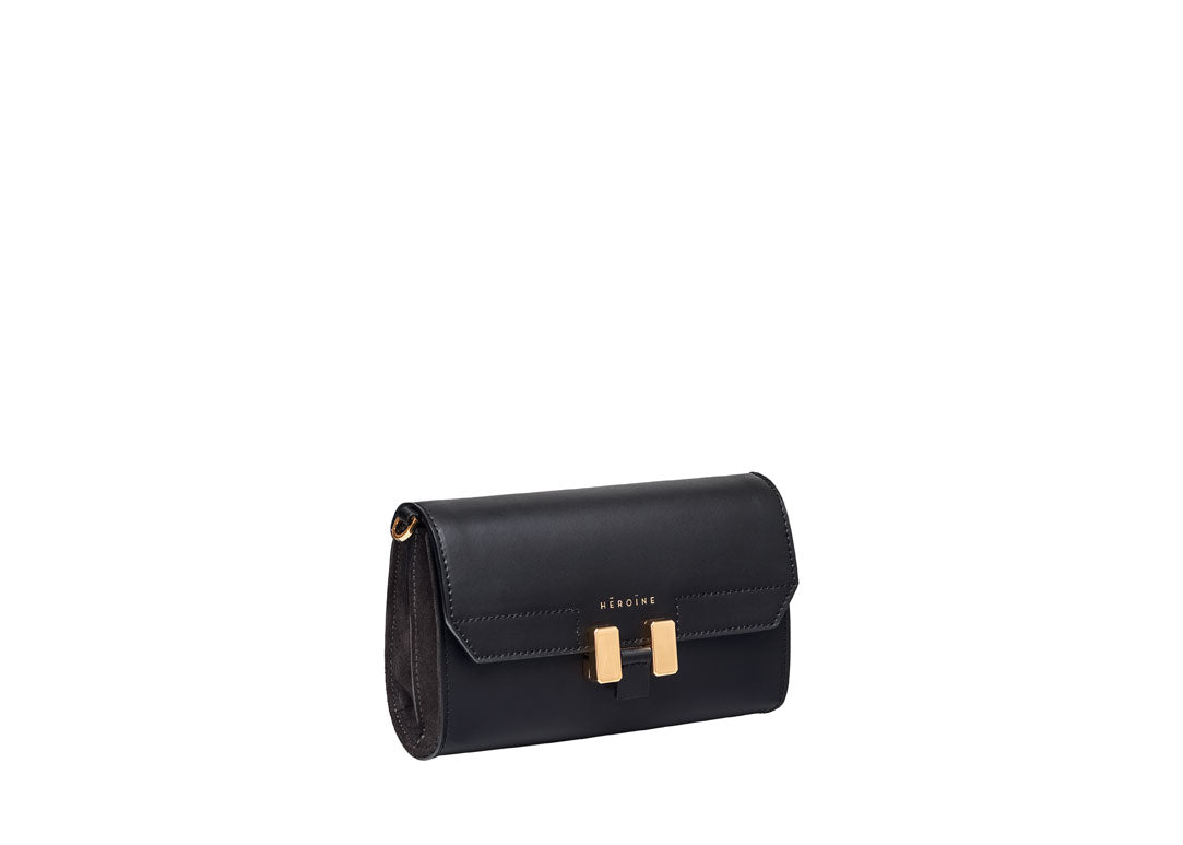 Amal Clutch Umhängetasche Leder Schwarz Maison Heroine