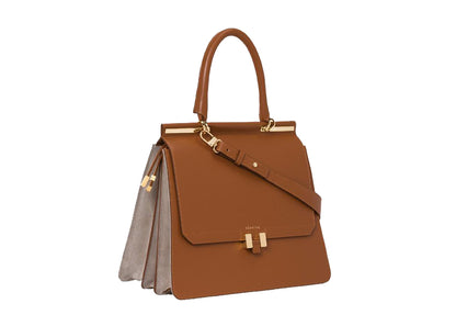 Marlene 13" Handtasche Cognac Glattleder