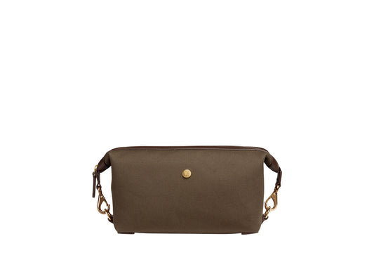 M/S Necessaire Militärgrün/ Dunkelbraun aus Canvas