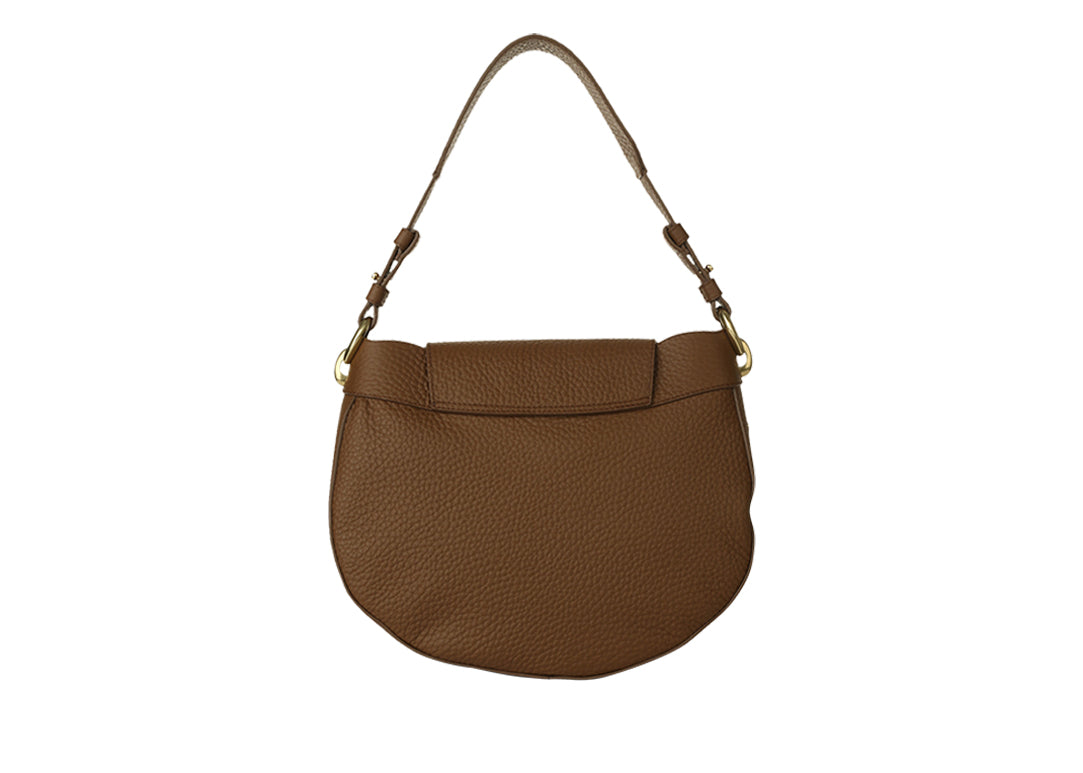 Beth Damen Schultertasche Leder Rückseite Camel Orciani