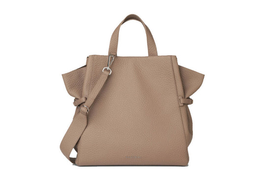 Fan Handtasche aus Leder Taupe