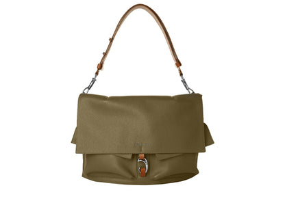 Scout Schultertasche Olive aus Glattleder