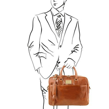 Urbino - Notebook Aktentasche Leder Honig