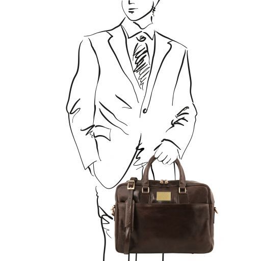 Urbino - Notebook Aktentasche Leder Dunkelbraun
