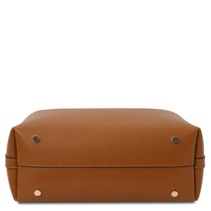 Clio - Schultertasche Leder Cognac