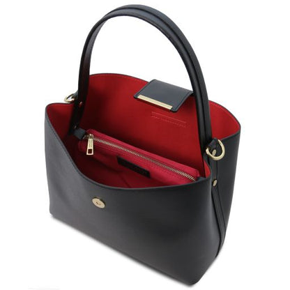 Clio - Schultertasche Leder Schwarz