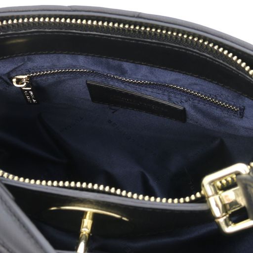 TL Bag - Handtasche Leder Steppdesign Schwarz