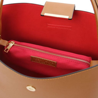 Clio - Schultertasche Leder Cognac