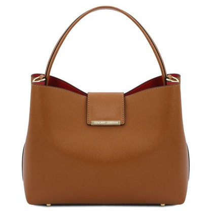 Clio - Schultertasche Leder Cognac