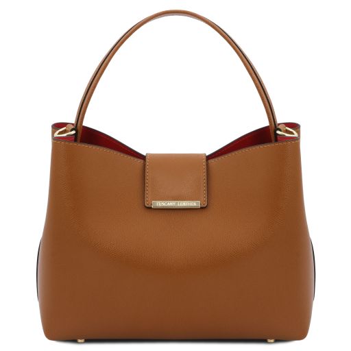 Clio - Schultertasche Leder Cognac
