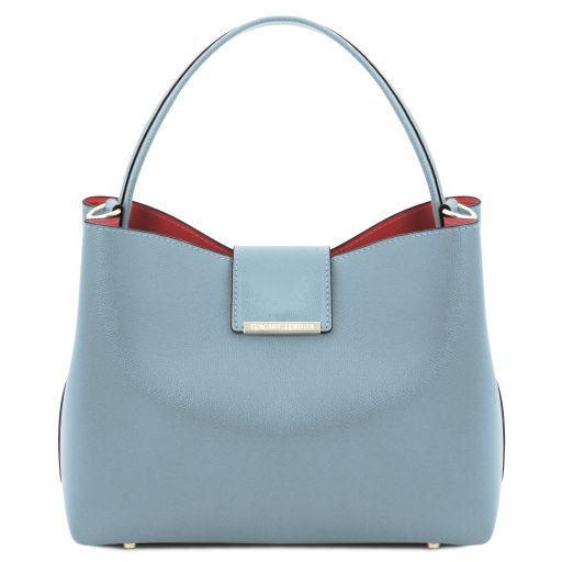 Clio - Schultertasche Leder Himmelblau