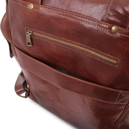 Bangkok - Notebook Rucksack aus Leder - Gross Braun