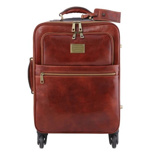 TL Voyager - 4 Rollen Ledertrolley Braun