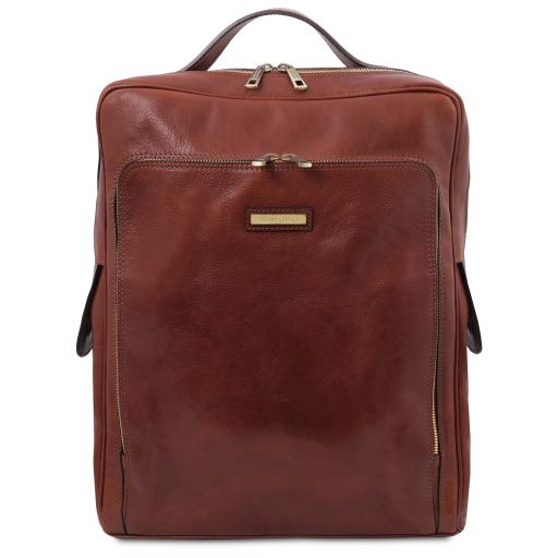 Bangkok - Notebook Rucksack aus Leder - Gross Braun
