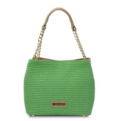 TL Bag - Beuteltasche mit Stroheffekt Grün
