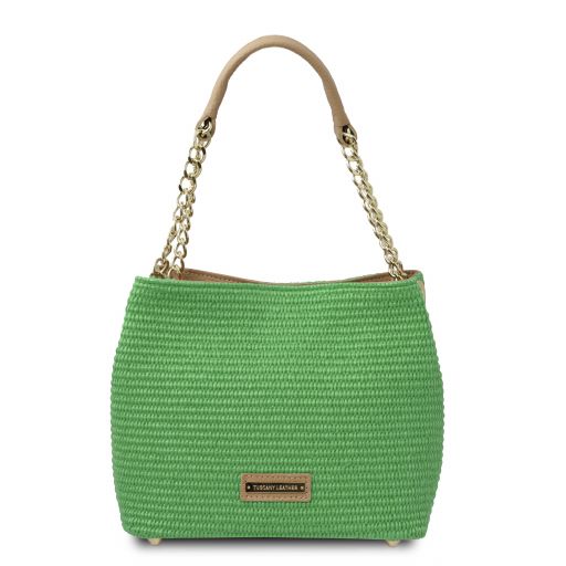 TL Bag - Beuteltasche mit Stroheffekt Grün