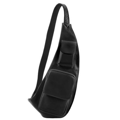 Brusttasche aus Leder- Schwarz-1