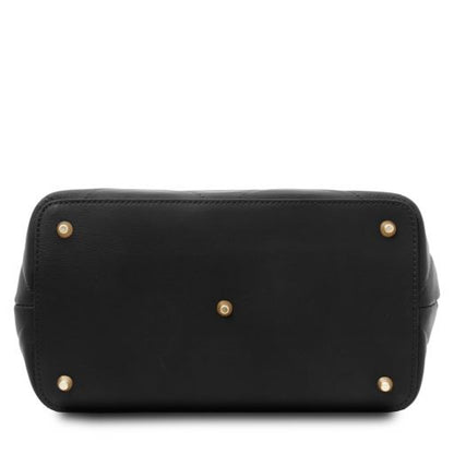 TL Bag - Handtasche Leder Steppdesign Schwarz