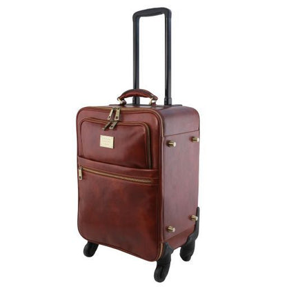 TL Voyager - 4 Rollen Ledertrolley Braun