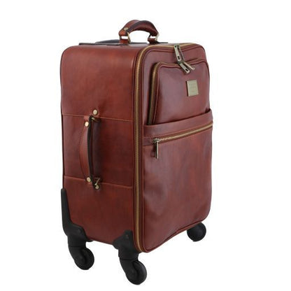 TL Voyager - 4 Rollen Ledertrolley Braun