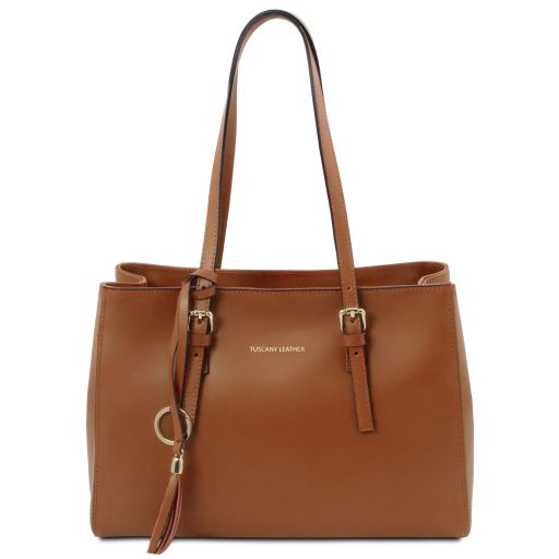 TL Bag - Schultertasche Leder Cognac