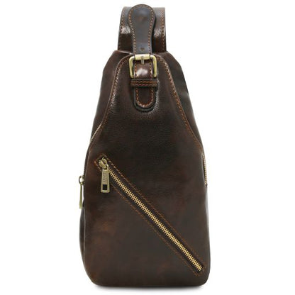 Kevin - Brusttasche aus Leder- Dunkelbraun-1
