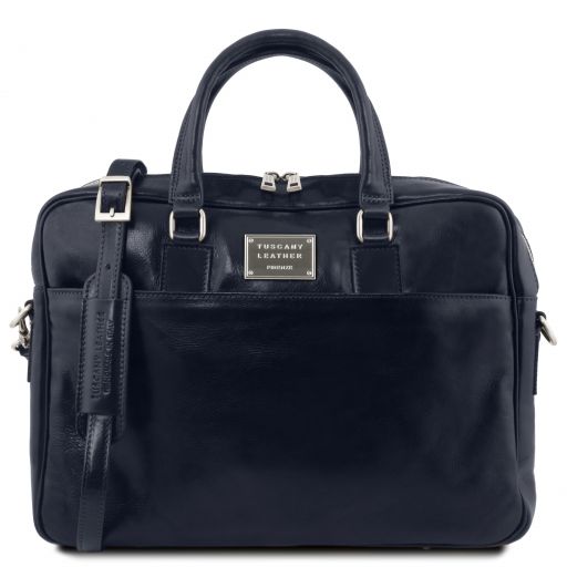 Urbino - Notebook Aktentasche Leder Dunkelblau