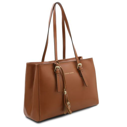TL Bag - Schultertasche Leder Cognac