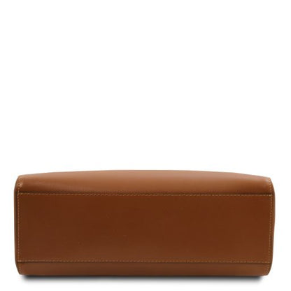 TL Bag - Schultertasche Leder Cognac