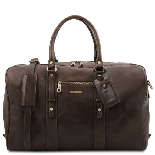 TL Voyager - Reisetasche aus Leder mit Vorderfach- Dunkelbraun-1