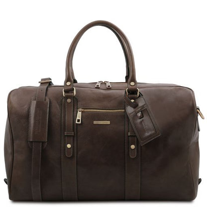 TL Voyager - Reisetasche aus Leder mit Vorderfach- Dunkelbraun-1