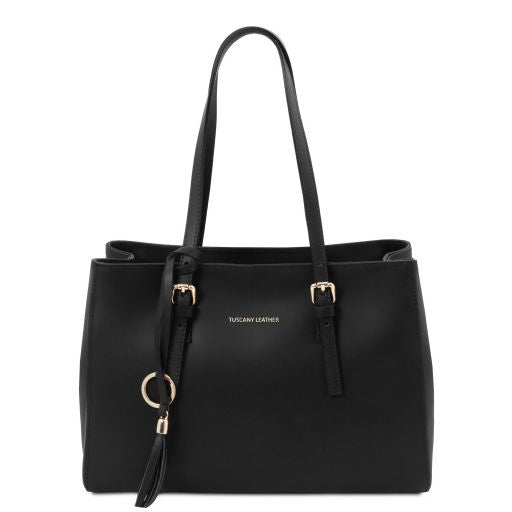 TL Bag - Schultertasche aus Leder Schwarz