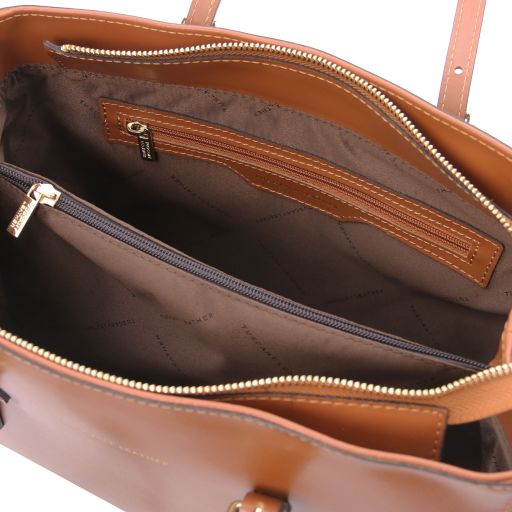 TL Bag - Schultertasche Leder Cognac