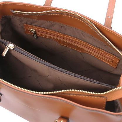 TL Bag - Schultertasche Leder Cognac