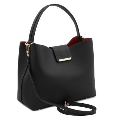 Clio - Schultertasche Leder Schwarz