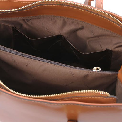 TL Bag - Schultertasche Leder Cognac