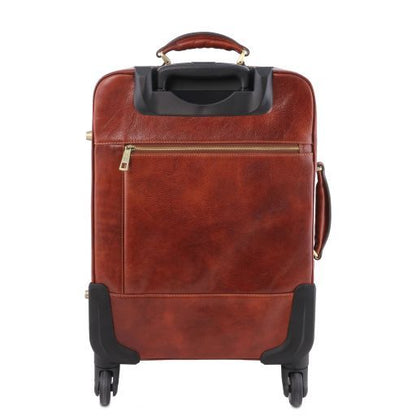 TL Voyager - 4 Rollen Ledertrolley Braun