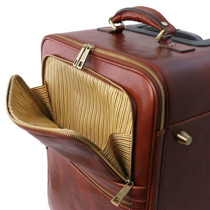 TL Voyager - 4 Rollen Ledertrolley Braun