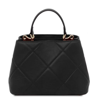TL Bag - Handtasche Leder Steppdesign Schwarz